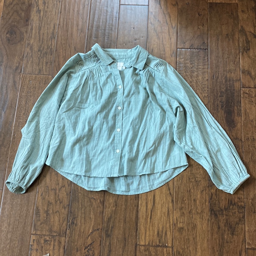 American Eagle Sage Grean Long Sleeve Blouse
